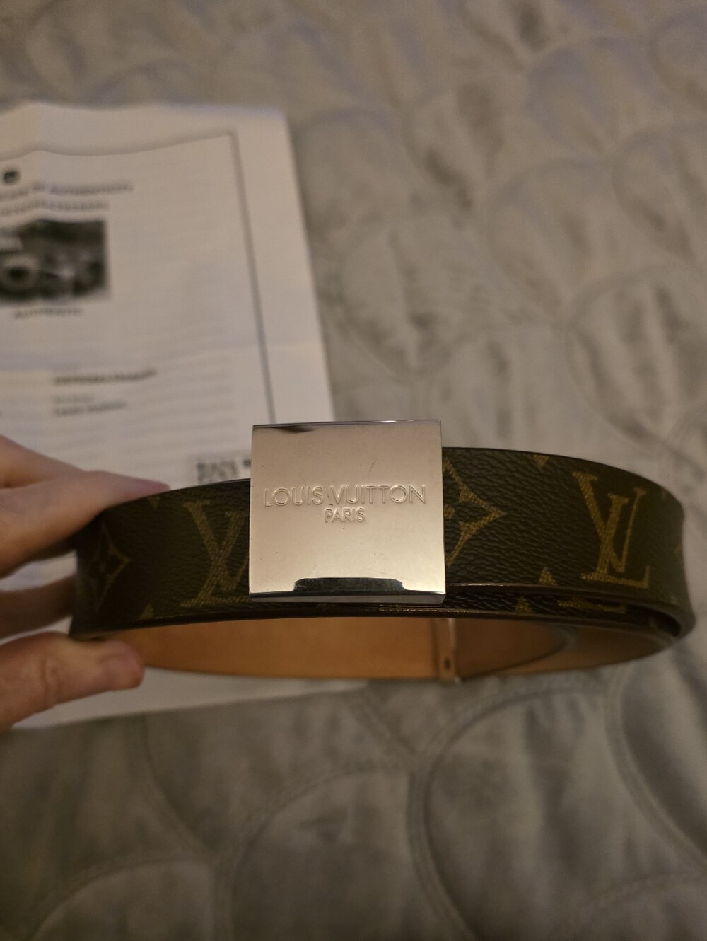 Louis Vuitton Monogram Belt W/ Silver LV Buckle/UNISEX/COA/PRISTINE